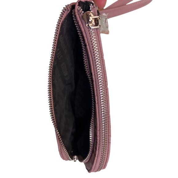 Steve Madden SM BTRELL Double Zip Monogram Checkered Mauve Wristlet Clutch New - Picture 3 of 4